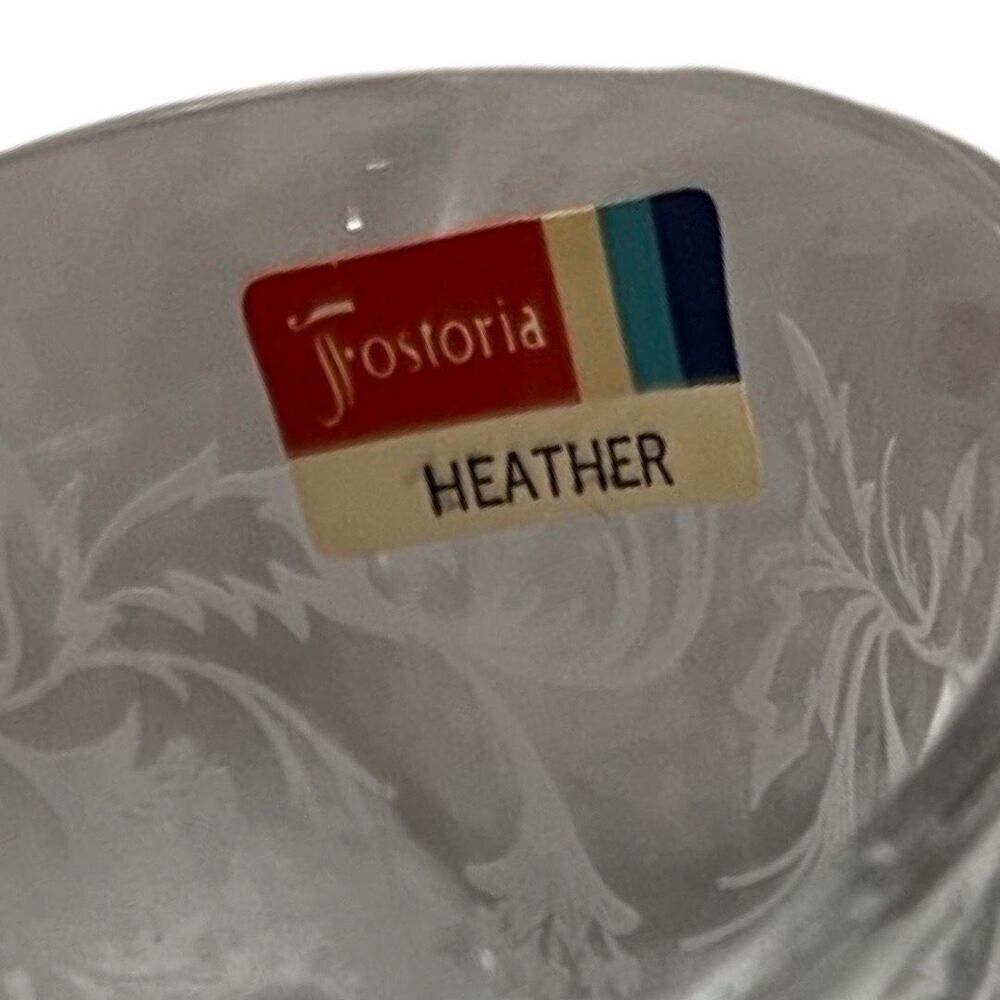 NWT Extremely RARE Heather by FOSTORIA Etched Crystal Tea/Coffee Cup Set of 8